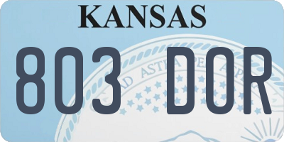 KS license plate 803DOR