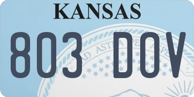 KS license plate 803DOV