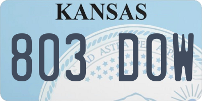 KS license plate 803DOW