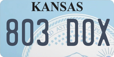 KS license plate 803DOX