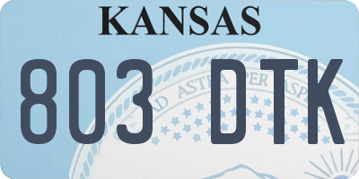 KS license plate 803DTK