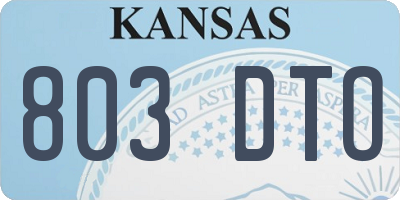 KS license plate 803DTO