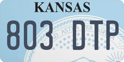 KS license plate 803DTP