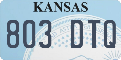 KS license plate 803DTQ
