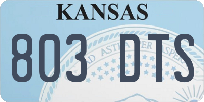 KS license plate 803DTS