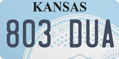 KS license plate 803DUA