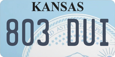 KS license plate 803DUI