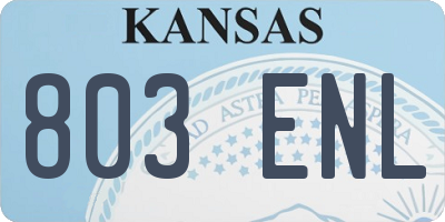 KS license plate 803ENL