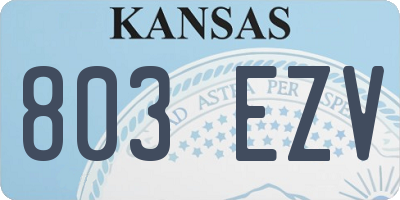 KS license plate 803EZV