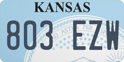 KS license plate 803EZW