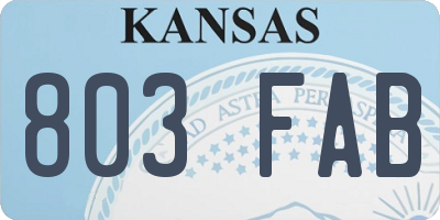 KS license plate 803FAB