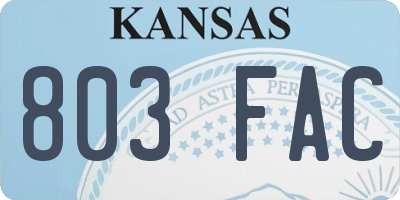 KS license plate 803FAC