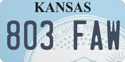 KS license plate 803FAW