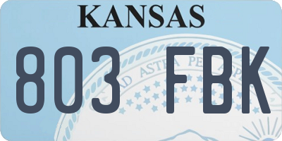 KS license plate 803FBK