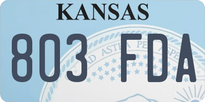 KS license plate 803FDA