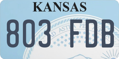 KS license plate 803FDB