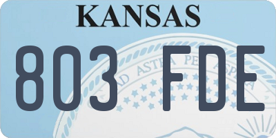 KS license plate 803FDE