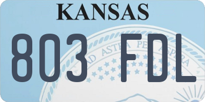 KS license plate 803FDL