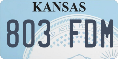 KS license plate 803FDM