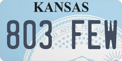 KS license plate 803FEW