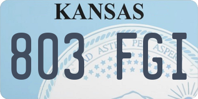 KS license plate 803FGI