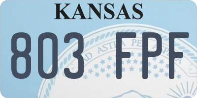 KS license plate 803FPF