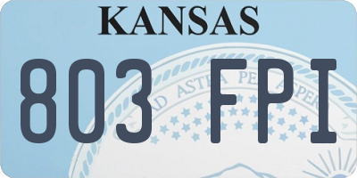 KS license plate 803FPI