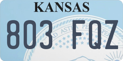 KS license plate 803FQZ