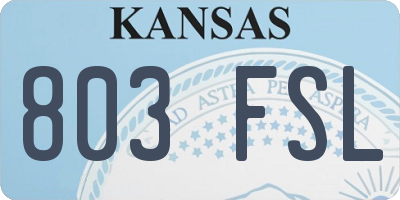 KS license plate 803FSL