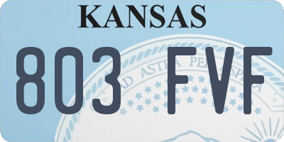 KS license plate 803FVF