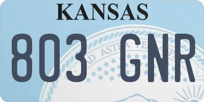 KS license plate 803GNR