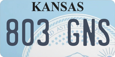 KS license plate 803GNS
