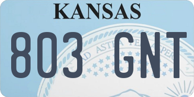 KS license plate 803GNT