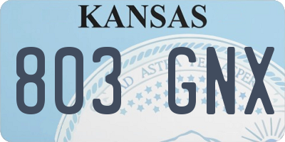 KS license plate 803GNX