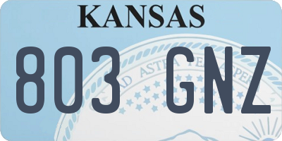 KS license plate 803GNZ