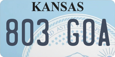 KS license plate 803GOA