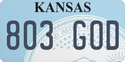 KS license plate 803GOD
