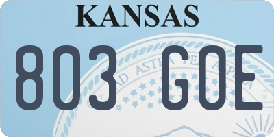 KS license plate 803GOE