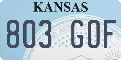 KS license plate 803GOF