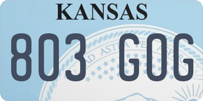 KS license plate 803GOG