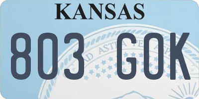 KS license plate 803GOK