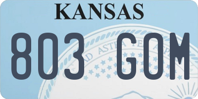 KS license plate 803GOM