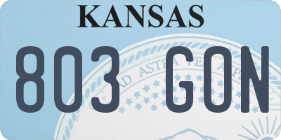 KS license plate 803GON