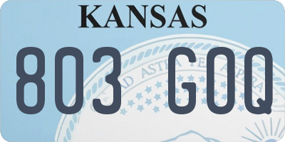 KS license plate 803GOQ