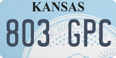 KS license plate 803GPC