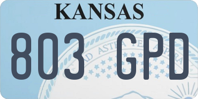 KS license plate 803GPD