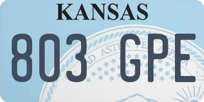 KS license plate 803GPE