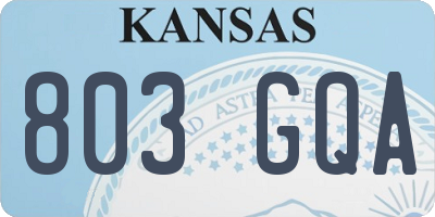 KS license plate 803GQA