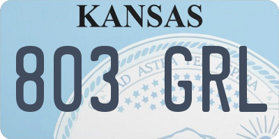 KS license plate 803GRL