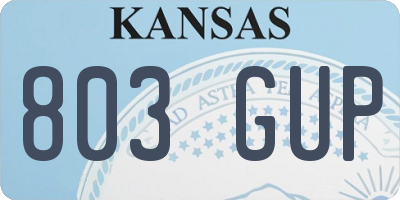 KS license plate 803GUP